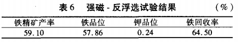 強磁-反浮選試驗結(jié)果